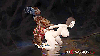 Super horny sexy secretary has hard 3D anal sex by predator futa