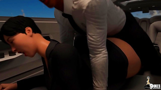Busty 3D Anime Chick Gets Fucked Hard in Car for Cum-Filled Orgasm