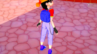 Skinny Teen Pan Gets Covered in Cum Outdoors in Dragon Ball Role Play Session