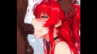 Redhead Stella Vermillion Seduced by Big Black Cock in Hentai AI Porn Scene