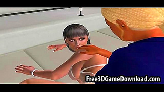 Sexy Grey-Haired 3D Cartoon Babe in Lingerie Gets Hardcore Teen Action