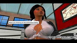 Stylish 3D Cartoon Teen Babe Enjoying Double Pleasure Blowjob Threesome