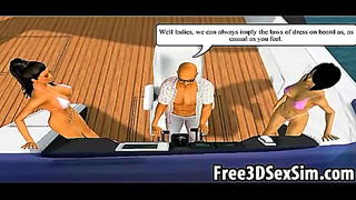 Sexy 3D Cartoon Hotties Enjoy A Steamy Boat Ride Together