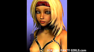 Cute 3D Animated Stripper in Pink Panties Gives Blowjob & Hardcore Anime Action
