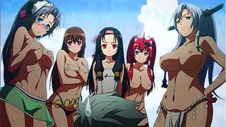 Samurai Gal's Blushing Pleasure in Hyakka Ryoran Anime Adventure