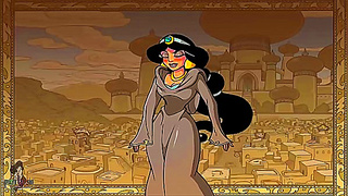 Hot Anime Princess Jasmine Enjoys Big-Cock Group Sex With Genie & Aladdin