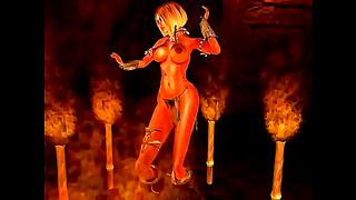 Naked 3D Cartoon Amazon Dances Seductively To Rock Metal Music