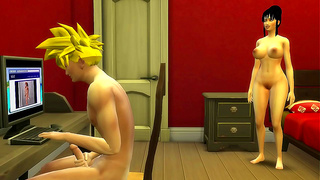 Stepmom Chi-Chi Catches Stepson Gohan Masturbating & Gets Fucked Hardcore