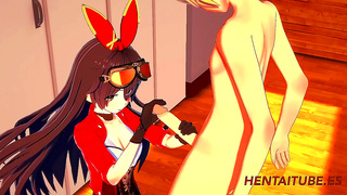 Amber from Genshin Impact Gives Mind-Blowing Blowjob & PussyFuck for Creampie