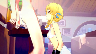 Lumine Gives Blowjob & Gets Fucked By Razor in Genshin Impact Hentai Anime