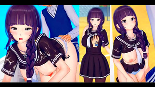 Cute Futaba from Koikatsu! Gets Her Big Tits Rubbed & Sucked In 3D Hentai Action