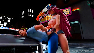 BW Anime Chick Gets Her Big Boobs Squeezed By Dragonball Hero In Bed