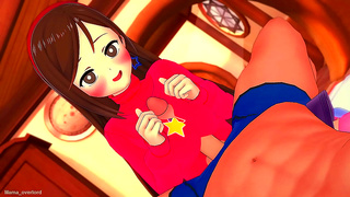Hot Anime Angel Mahiru Shiina Fucks Bald Man for Intense Orgasm Fest