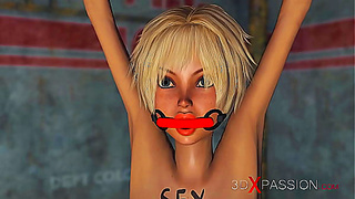 3d hot dickGirl 18+ plays with a horny shemale blonde in the industrial zone