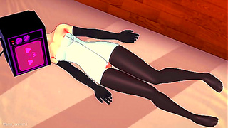 Tv woman wants to play with a big cock'she is wet and only wearing a towel (Hentai