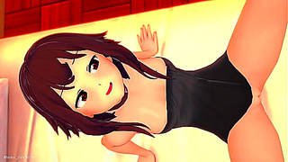 Megumin (konosuba) visits the infirmary'she is hot and wants to take off her towel to