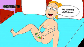Summer gets a squirt with her cucumber