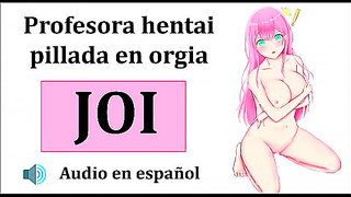 JOI Hentai'Orgy With The Teacher Spanish Audio