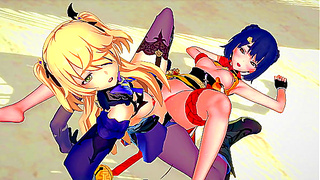 Genshin Impact - Xiangling and Fischl Lesbian Sex [3D Hentai'4K'60FPS'Uncensored]