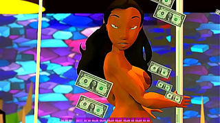 Stripclub showdown big ass black and Latina video game where sexy strippers fight and fuck