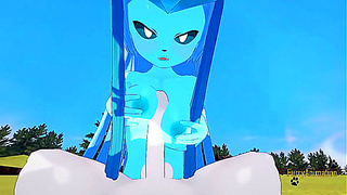Pokemon Hentai Furry Yiff 3D - POV Glaceon boobjob and fucked with creampie by Cinderace