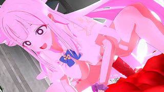 Soft-Green Haired Anime Teen Gets Fucked Hard By A Giant Dick In Missionary Style